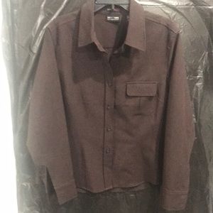 Women long sleeve jacket stretch polyester size XL dark brown